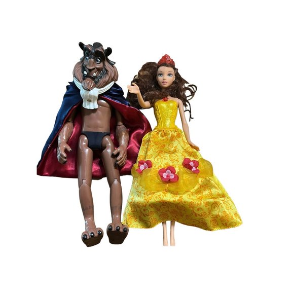 Disney Other - Disney Beauty & the Beast dolls Belle 12" Beast 13"